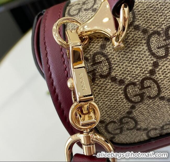Promotional Gucci Horsebit 1955 GG Canvas Small Top Handle Bag 815206 Burgundy 2024
