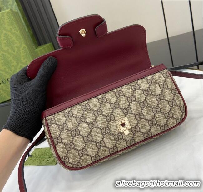Promotional Gucci Horsebit 1955 GG Canvas Small Top Handle Bag 815206 Burgundy 2024