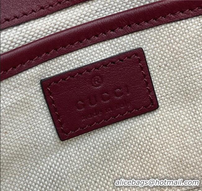 Promotional Gucci Horsebit 1955 GG Canvas Small Top Handle Bag 815206 Burgundy 2024
