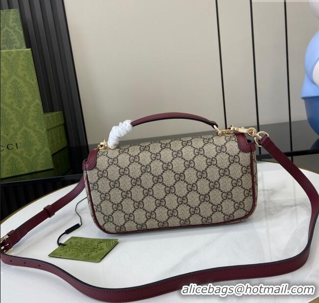 Promotional Gucci Horsebit 1955 GG Canvas Small Top Handle Bag 815206 Burgundy 2024