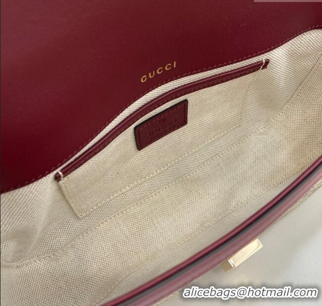 Promotional Gucci Horsebit 1955 GG Canvas Small Top Handle Bag 815206 Burgundy 2024