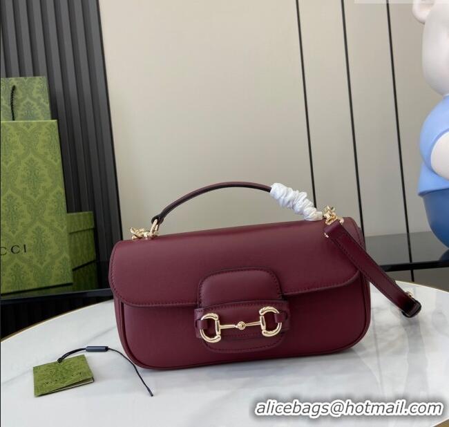 Grade Design Gucci Horsebit 1955 Leather Small Top Handle Bag 815206 Burgundy 2024