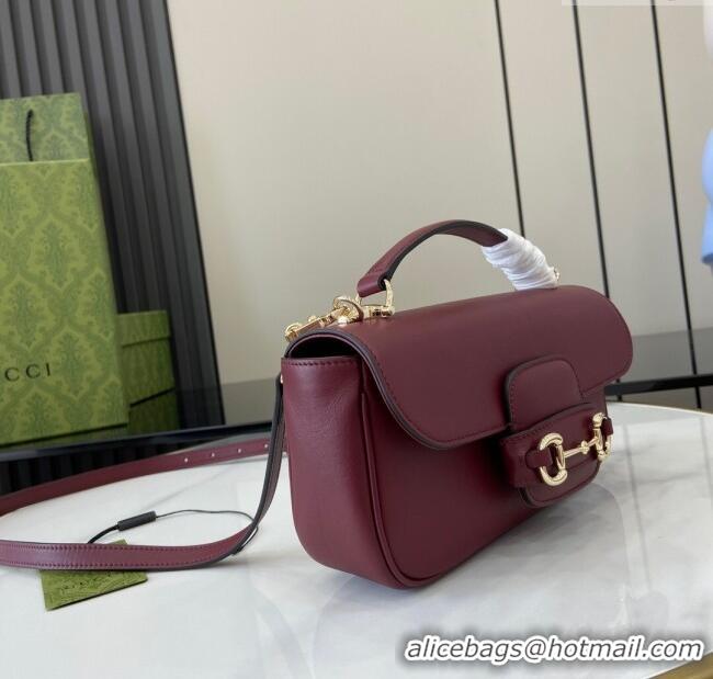 Grade Design Gucci Horsebit 1955 Leather Small Top Handle Bag 815206 Burgundy 2024