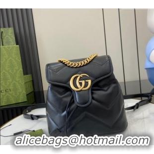 Cheap Price Gucci GG Marmont Matelasse Leather Backpack bag 777253 Black 2024