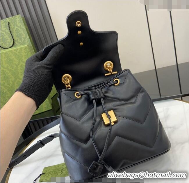 Cheap Price Gucci GG Marmont Matelasse Leather Backpack bag 777253 Black 2024