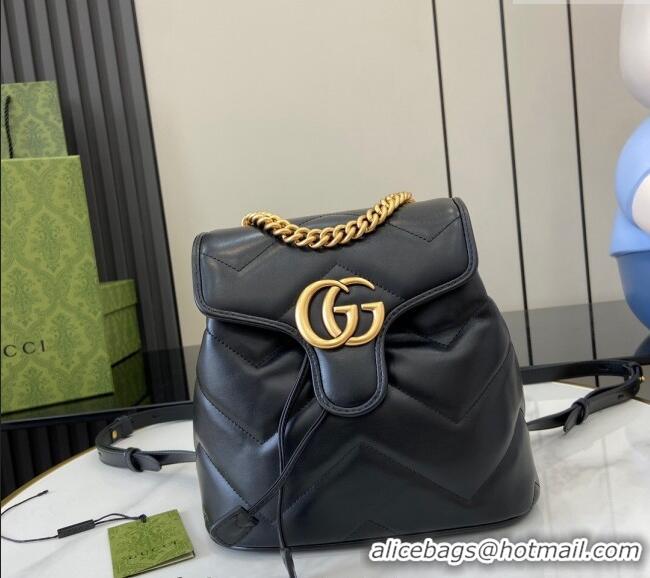 Cheap Price Gucci GG Marmont Matelasse Leather Backpack bag 777253 Black 2024