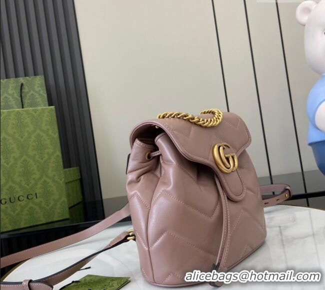 Trendy Design Gucci GG Marmont Matelasse Leather Backpack bag 777253 Rose Beige 2024