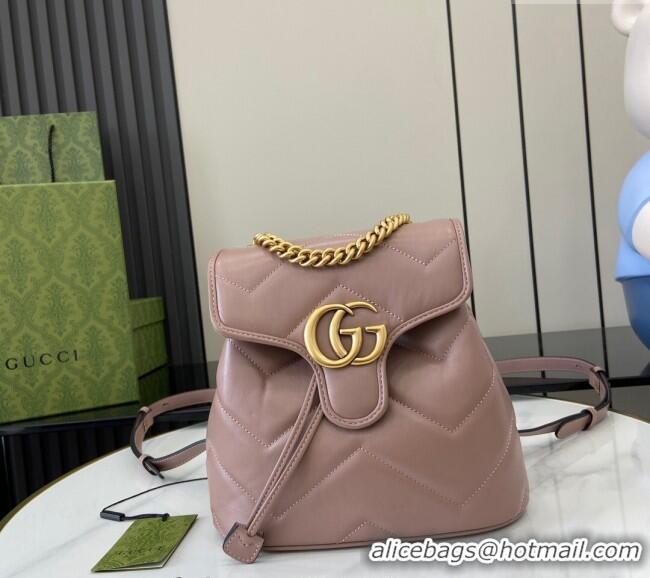 Trendy Design Gucci GG Marmont Matelasse Leather Backpack bag 777253 Rose Beige 2024
