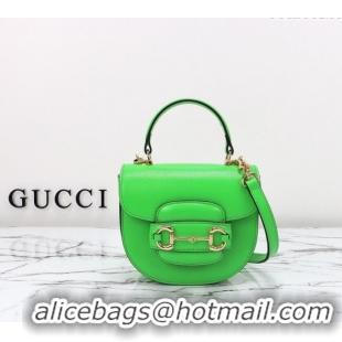 New Fashion Gucci Horsebit 1955 Leather Mini Top Handle Bag ‎781387 Light Green 2024
