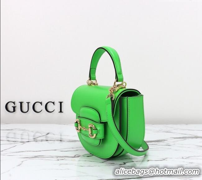 New Fashion Gucci Horsebit 1955 Leather Mini Top Handle Bag ‎781387 Light Green 2024
