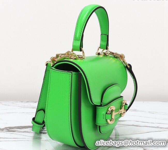 New Fashion Gucci Horsebit 1955 Leather Mini Top Handle Bag ‎781387 Light Green 2024