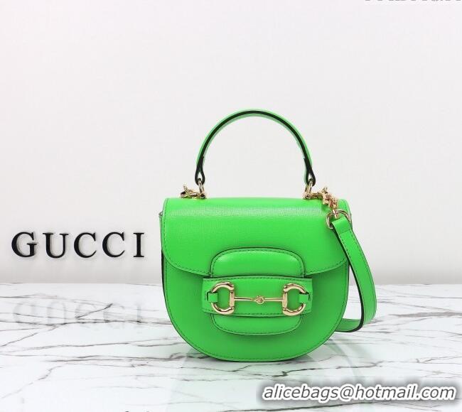 New Fashion Gucci Horsebit 1955 Leather Mini Top Handle Bag ‎781387 Light Green 2024