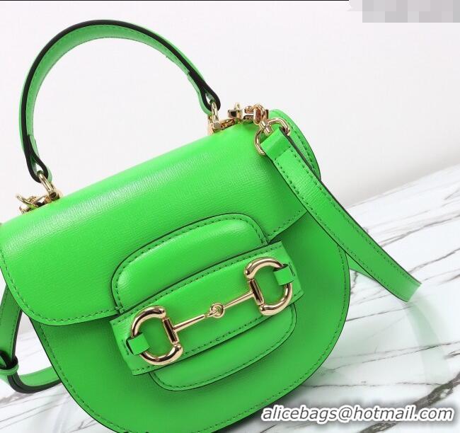 New Fashion Gucci Horsebit 1955 Leather Mini Top Handle Bag ‎781387 Light Green 2024