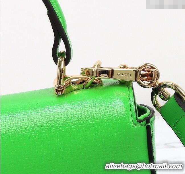 New Fashion Gucci Horsebit 1955 Leather Mini Top Handle Bag ‎781387 Light Green 2024