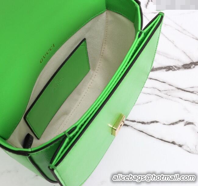 New Fashion Gucci Horsebit 1955 Leather Mini Top Handle Bag ‎781387 Light Green 2024
