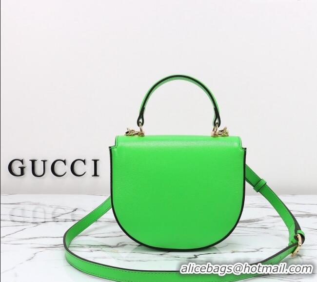 New Fashion Gucci Horsebit 1955 Leather Mini Top Handle Bag ‎781387 Light Green 2024