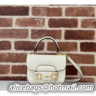 New Fashion Gucci Horsebit 1955 Leather Mini Top Handle Bag ‎781387 White 2024