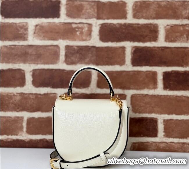 New Fashion Gucci Horsebit 1955 Leather Mini Top Handle Bag ‎781387 White 2024