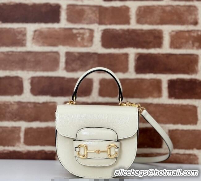 New Fashion Gucci Horsebit 1955 Leather Mini Top Handle Bag ‎781387 White 2024