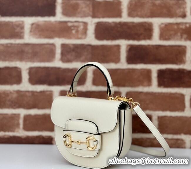 New Fashion Gucci Horsebit 1955 Leather Mini Top Handle Bag ‎781387 White 2024