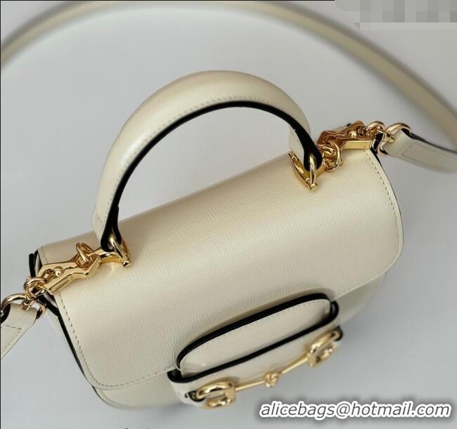 New Fashion Gucci Horsebit 1955 Leather Mini Top Handle Bag ‎781387 White 2024