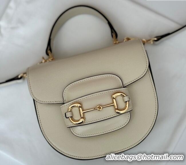 New Fashion Gucci Horsebit 1955 Leather Mini Top Handle Bag ‎781387 White 2024