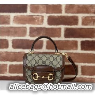 Unique Grade Gucci Horsebit 1955 GG Canvas Mini Top Handle Bag ‎781387 Beige/Brown 2024