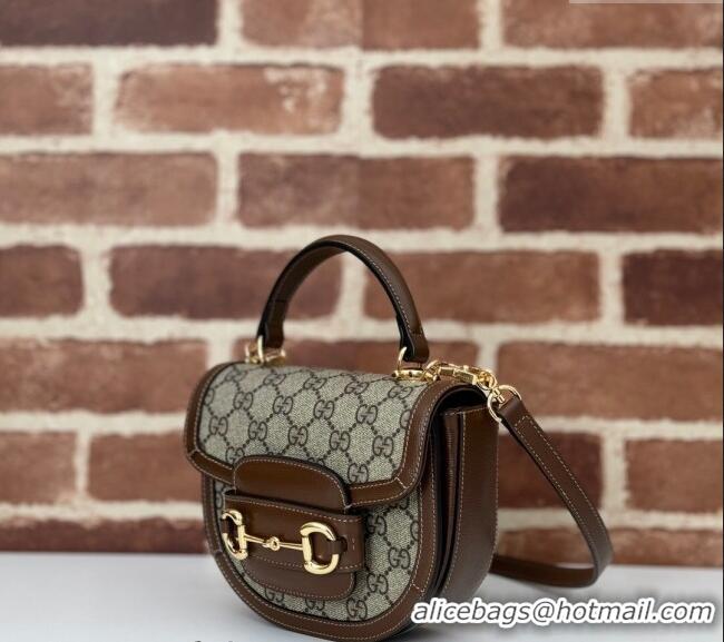 Unique Grade Gucci Horsebit 1955 GG Canvas Mini Top Handle Bag ‎781387 Beige/Brown 2024