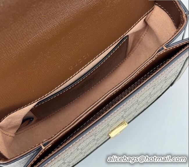 Unique Grade Gucci Horsebit 1955 GG Canvas Mini Top Handle Bag ‎781387 Beige/Brown 2024