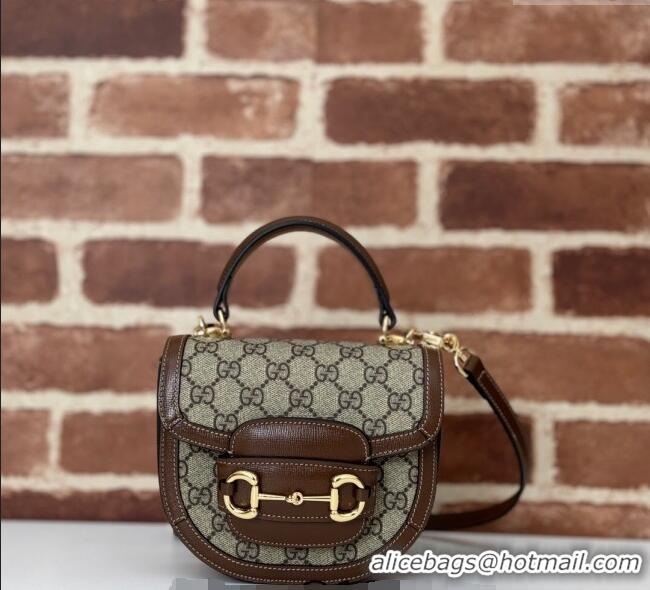 Unique Grade Gucci Horsebit 1955 GG Canvas Mini Top Handle Bag ‎781387 Beige/Brown 2024