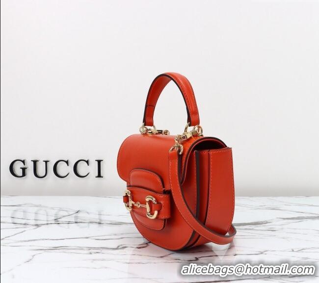 Grade Discount Gucci Horsebit 1955 Leather Mini Top Handle Bag ‎781387 Orange 2024