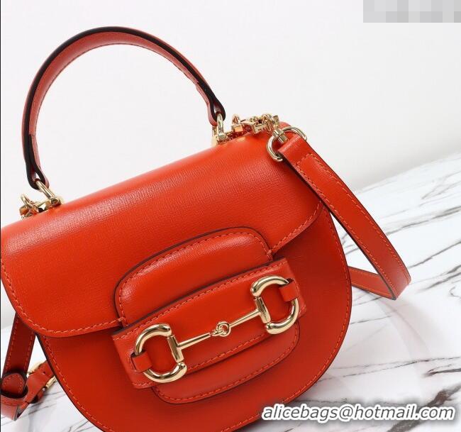 Grade Discount Gucci Horsebit 1955 Leather Mini Top Handle Bag ‎781387 Orange 2024