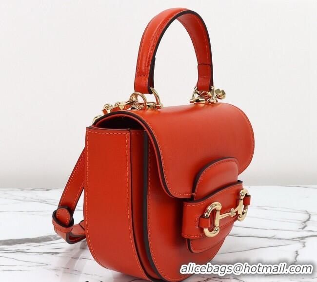 Grade Discount Gucci Horsebit 1955 Leather Mini Top Handle Bag ‎781387 Orange 2024