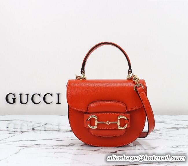 Grade Discount Gucci Horsebit 1955 Leather Mini Top Handle Bag ‎781387 Orange 2024