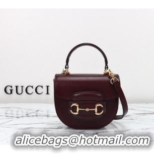 Unique Grade Gucci Horsebit 1955 Leather Mini Top Handle Bag ‎781387 Dark Burgundy 2024