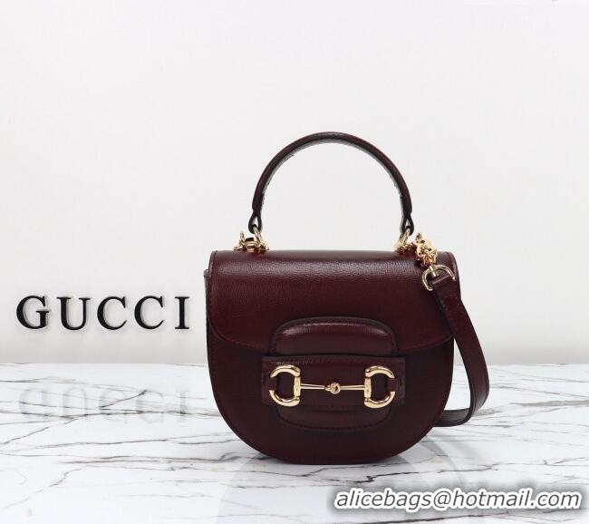 Unique Grade Gucci Horsebit 1955 Leather Mini Top Handle Bag ‎781387 Dark Burgundy 2024