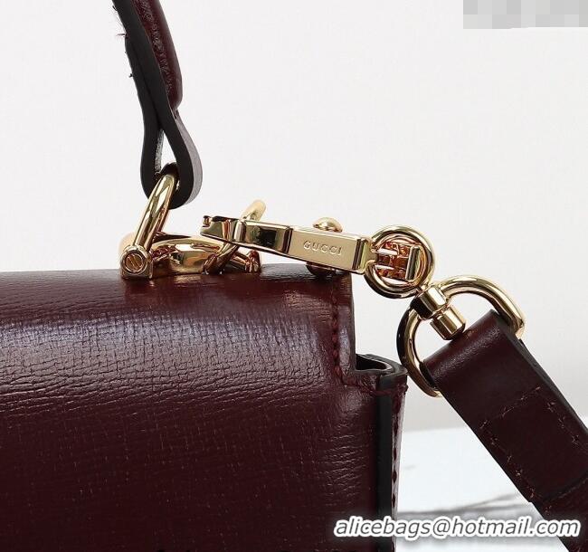 Unique Grade Gucci Horsebit 1955 Leather Mini Top Handle Bag ‎781387 Dark Burgundy 2024