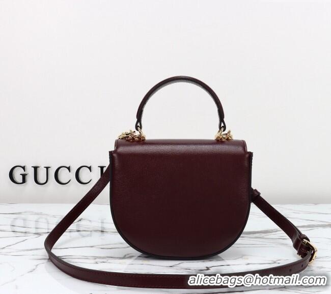 Unique Grade Gucci Horsebit 1955 Leather Mini Top Handle Bag ‎781387 Dark Burgundy 2024