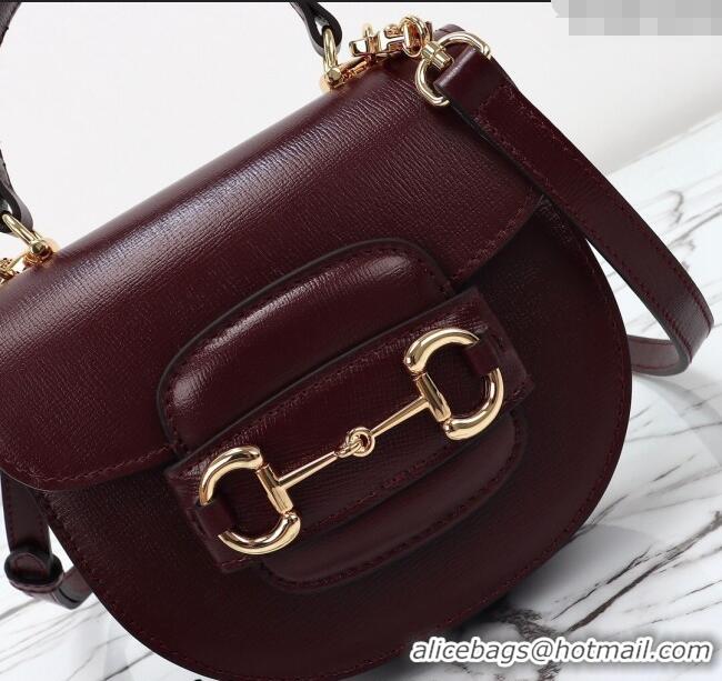 Unique Grade Gucci Horsebit 1955 Leather Mini Top Handle Bag ‎781387 Dark Burgundy 2024