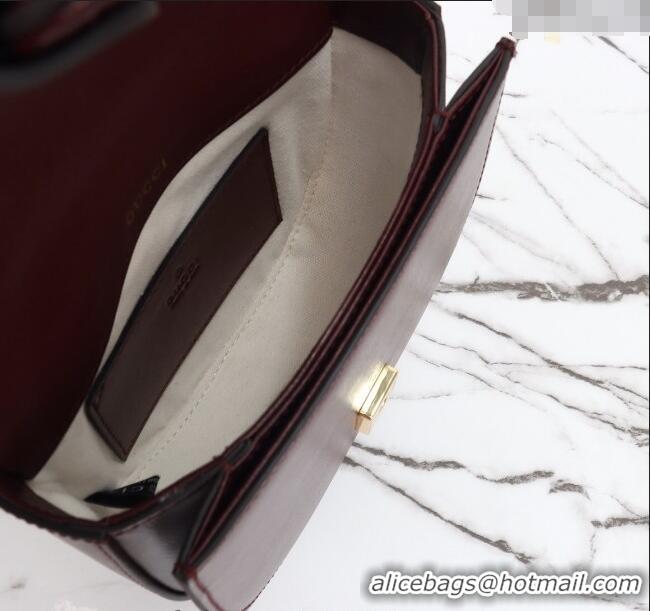 Unique Grade Gucci Horsebit 1955 Leather Mini Top Handle Bag ‎781387 Dark Burgundy 2024