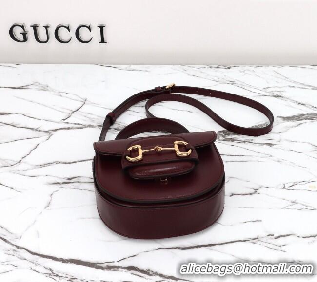 Unique Grade Gucci Horsebit 1955 Leather Mini Top Handle Bag ‎781387 Dark Burgundy 2024