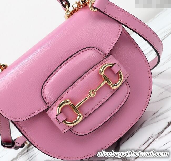 Low Cost Gucci Horsebit 1955 Leather Mini Top Handle Bag ‎781387 Pink 2024