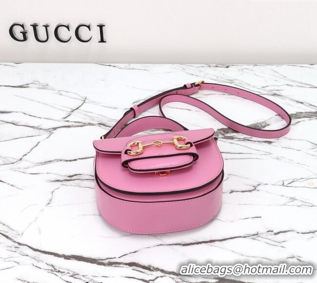 Low Cost Gucci Horsebit 1955 Leather Mini Top Handle Bag ‎781387 Pink 2024