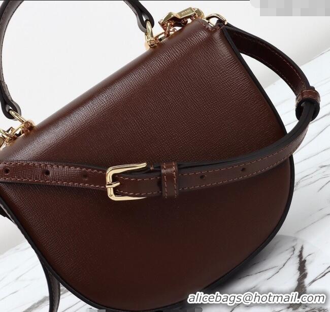 Most Popular Gucci Horsebit 1955 Leather Mini Top Handle Bag ‎781387 Dark Brown 2024