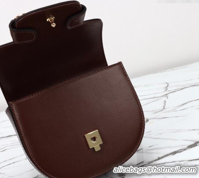 Most Popular Gucci Horsebit 1955 Leather Mini Top Handle Bag ‎781387 Dark Brown 2024