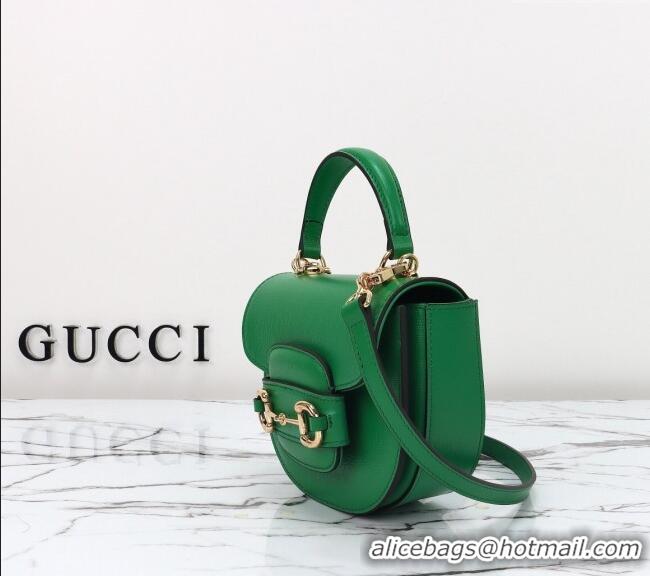 Super Quality Gucci Horsebit 1955 Leather Mini Top Handle Bag ‎781387 Green 2024