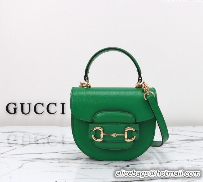 Super Quality Gucci Horsebit 1955 Leather Mini Top Handle Bag ‎781387 Green 2024