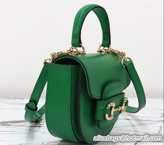 Super Quality Gucci Horsebit 1955 Leather Mini Top Handle Bag ‎781387 Green 2024