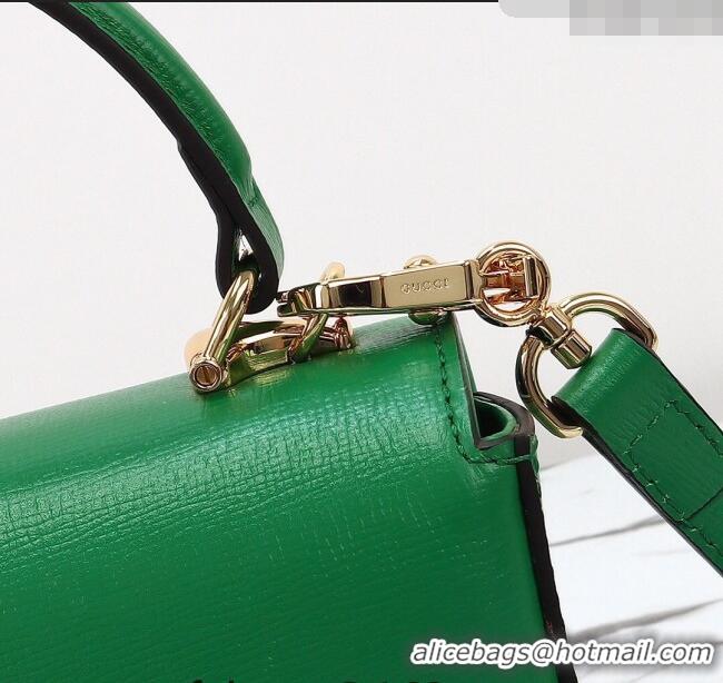 Super Quality Gucci Horsebit 1955 Leather Mini Top Handle Bag ‎781387 Green 2024