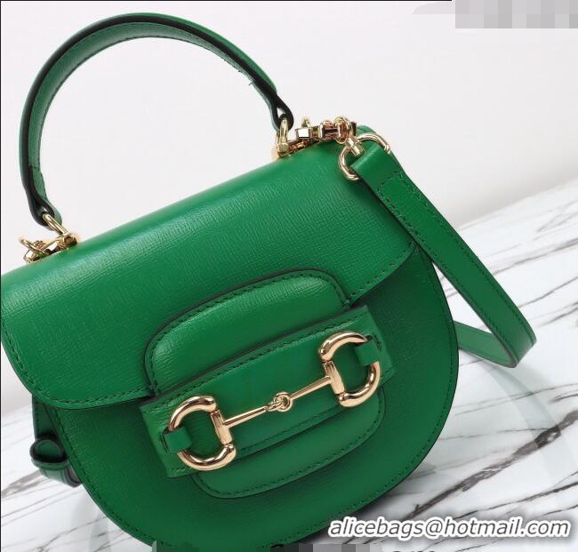 Super Quality Gucci Horsebit 1955 Leather Mini Top Handle Bag ‎781387 Green 2024